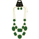 Mi Amore Necklace-Earring-Set Green/Gold-Tone