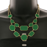 Mi Amore Necklace-Earring-Set Green/Gold-Tone