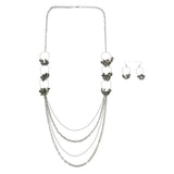 Mi Amore Adjustable Necklace-Earring-Set Silver-Tone