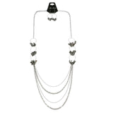 Mi Amore Adjustable Necklace-Earring-Set Silver-Tone