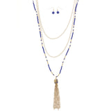 Mi Amore Necklace-Earring-Set Blue/Gold-Tone