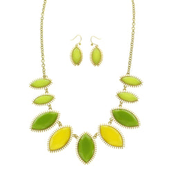 Mi Amore Necklace-Earring-Set Green/Gold-Tone