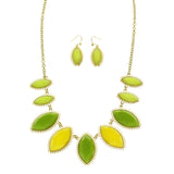 Mi Amore Necklace-Earring-Set Green/Gold-Tone