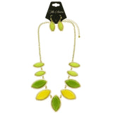 Mi Amore Necklace-Earring-Set Green/Gold-Tone