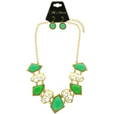 Mi Amore Necklace-Earring-Set Green/Gold-Tone