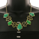 Mi Amore Necklace-Earring-Set Green/Gold-Tone