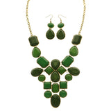 Mi Amore Necklace-Earring-Set Green/Gold-Tone