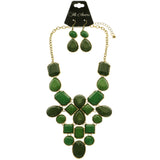 Mi Amore Necklace-Earring-Set Green/Gold-Tone