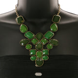 Mi Amore Necklace-Earring-Set Green/Gold-Tone