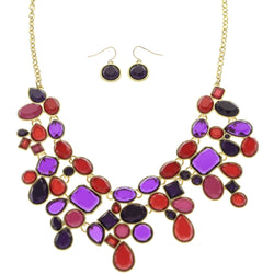 Mi Amore Necklace-Earring-Set Multicolor/Gold-Tone