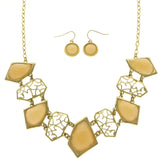 Mi Amore Necklace-Earring-Set Peach/Gold-Tone