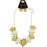 Mi Amore Necklace-Earring-Set Peach/Gold-Tone