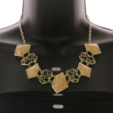 Mi Amore Necklace-Earring-Set Peach/Gold-Tone