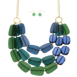 Mi Amore Necklace-Earring-Set Green/Blue