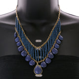 Mi Amore Necklace-Earring-Set Blue/Gold-Tone