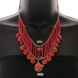 Mi Amore Necklace-Earring-Set Red/Gold-Tone