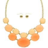 Mi Amore Necklace-Earring-Set Peach/Gold-Tone