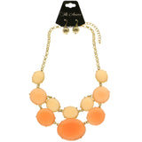 Mi Amore Necklace-Earring-Set Peach/Gold-Tone