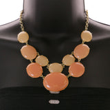 Mi Amore Necklace-Earring-Set Peach/Gold-Tone