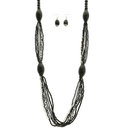 Mi Amore Necklace-Earring-Set Black/Silver-Tone