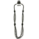 Mi Amore Necklace-Earring-Set Black/Silver-Tone