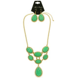 Mi Amore Necklace-Earring-Set Green/Gold-Tone