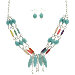 Mi Amore Necklace-Earring-Set Multicolor/Silver-Tone