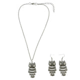 Mi Amore Owls Adjustable Necklace-Earring-Set Silver-Tone