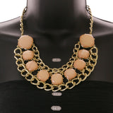Mi Amore Necklace-Earring-Set Pink/Gold-Tone