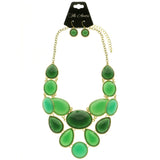 Mi Amore Necklace-Earring-Set Green/Gold-Tone