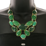 Mi Amore Necklace-Earring-Set Green/Gold-Tone