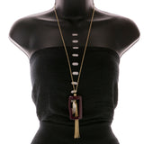 Mi Amore Tassel Pendant-Necklace Purple/Gold-Tone