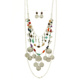 Mi Amore Necklace-Earring-Set Multicolor/Silver-Tone