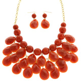 Mi Amore Necklace-Earring-Set Orange/Gold-Tone