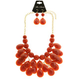 Mi Amore Necklace-Earring-Set Orange/Gold-Tone