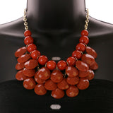 Mi Amore Necklace-Earring-Set Orange/Gold-Tone