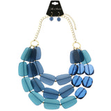 Mi Amore Necklace-Earring-Set Blue/Gold-Tone