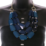 Mi Amore Necklace-Earring-Set Blue/Gold-Tone