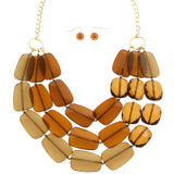 Mi Amore Necklace-Earring-Set Brown/Gold-Tone