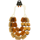 Mi Amore Necklace-Earring-Set Brown/Gold-Tone