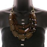 Mi Amore Necklace-Earring-Set Brown/Gold-Tone