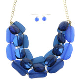 Mi Amore Necklace-Earring-Set Blue/Gold-Tone