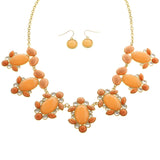 Mi Amore Necklace-Earring-Set Peach/Gold-Tone