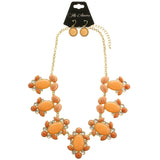 Mi Amore Necklace-Earring-Set Peach/Gold-Tone