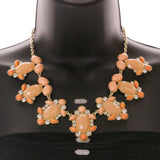 Mi Amore Necklace-Earring-Set Peach/Gold-Tone