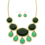 Mi Amore Necklace-Earring-Set Green/Gold-Tone