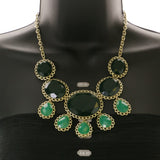 Mi Amore Necklace-Earring-Set Green/Gold-Tone