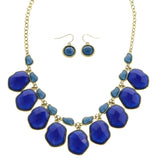 Mi Amore Necklace-Earring-Set Blue/Gold-Tone