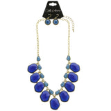 Mi Amore Necklace-Earring-Set Blue/Gold-Tone