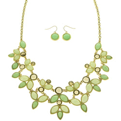 Mi Amore Necklace-Earring-Set Green/Gold-Tone